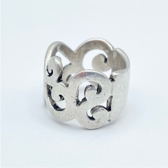 Silpada Sterling Silver Scroll Ring - R1200 Ornate Swirl Wide Statement Band - Picture 2 of 8